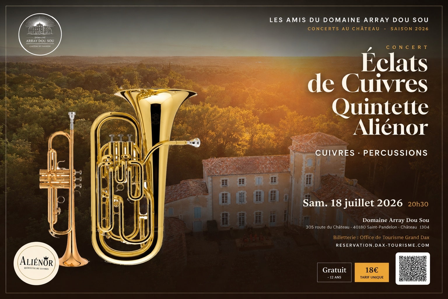 Concert "Éclats de cuivres" au Domaine Array Dou Sou 18 juillet 2026